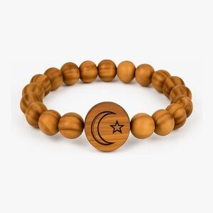 Moon & Star Bracelet Olive Wood – Handmade